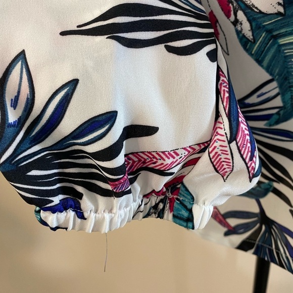 Draper and Damon’s Hawaiian Print Blouse Pink Green Palm Print Golden Girls NEW - Picture 8 of 11